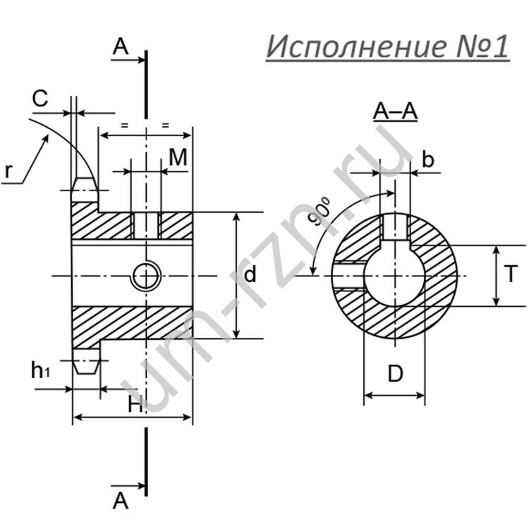 Звездочка специального стандарта со ступицей для цепи 08В-1, 1/2"*5/16", Z=17, ступица 16 мм